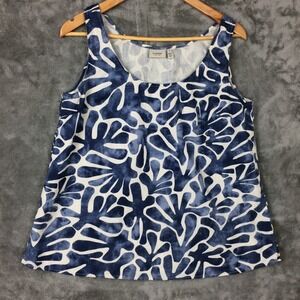 Fransa Sleeveless Top Womens Medium Cotton Linen Blend Nautical Blue